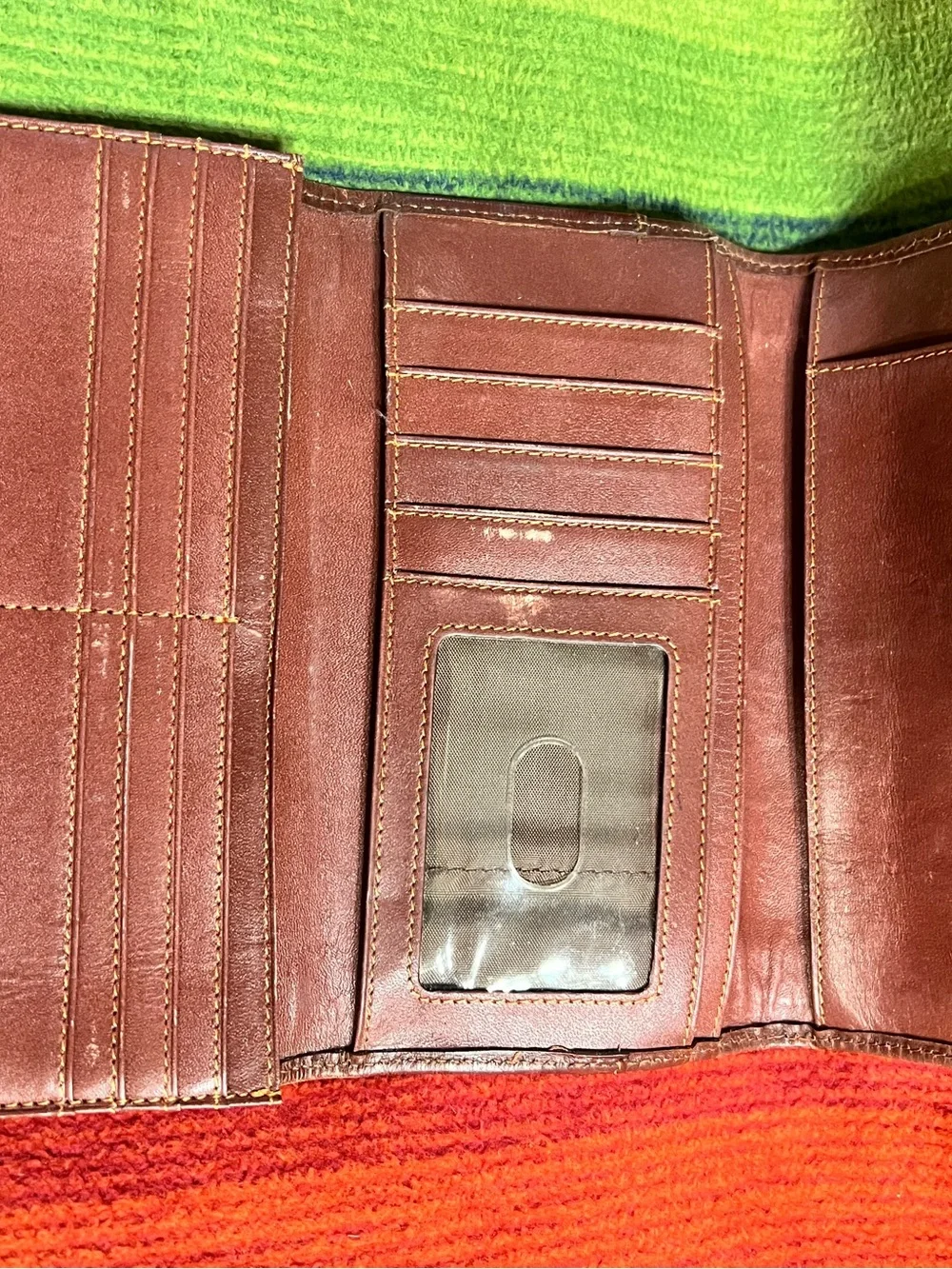 American West Brown Tooled Leather Wallet with Concho Accents
